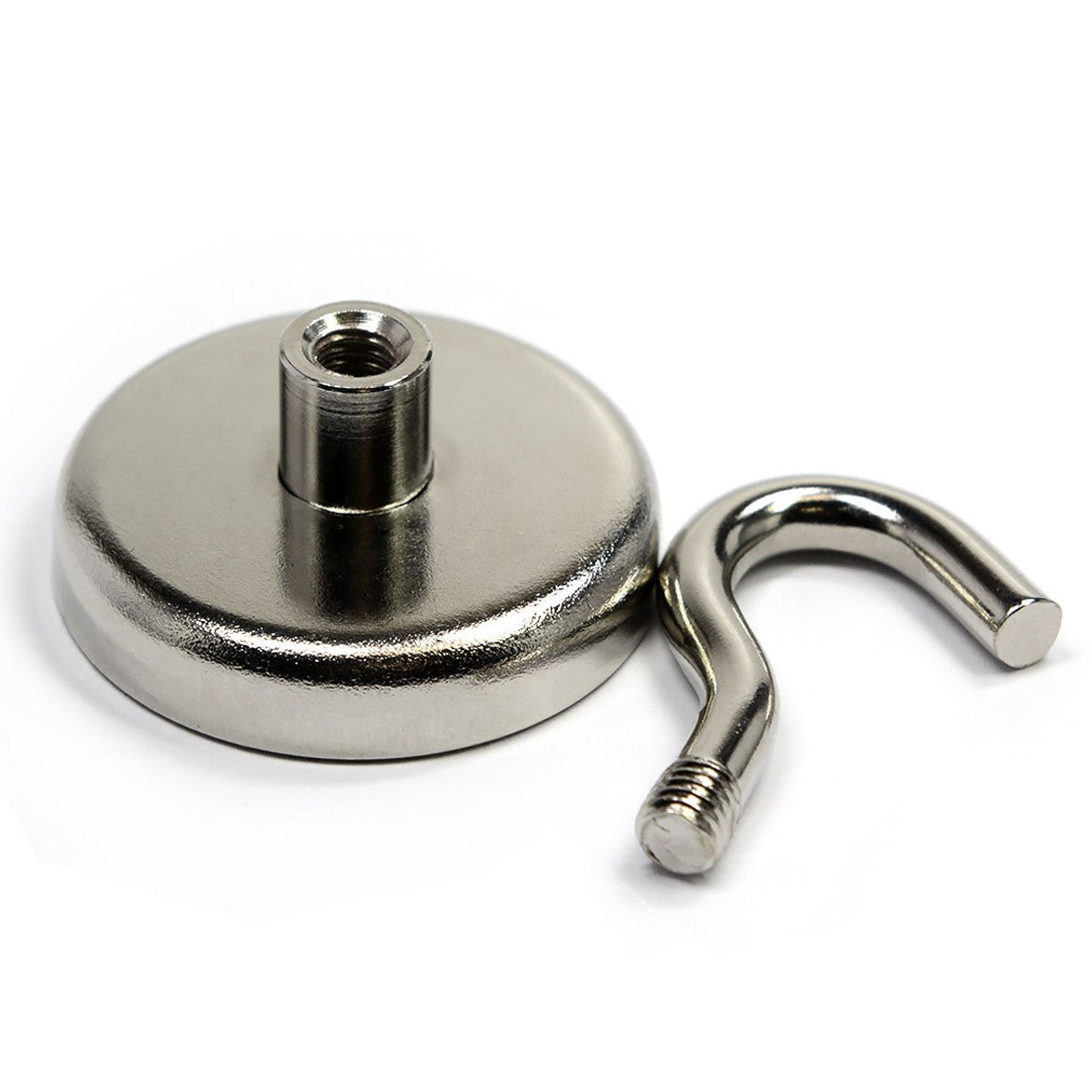 Neodymium Pot Magnet with Threaded Hook - D48mm x H70mm