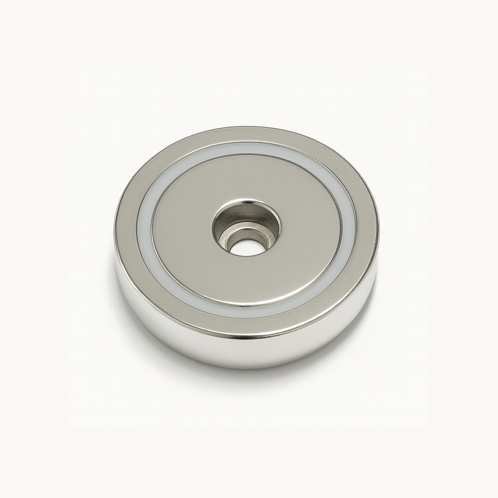 Neodymium Pot Magnet with Round Hole - 42mm x 7.5mm (Slim Profile)