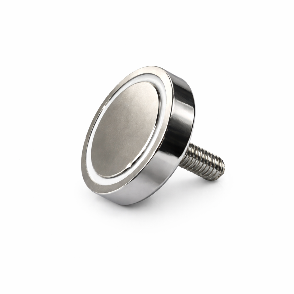 Neodymium Pot Magnet with M8 Male Thread - D48mm x 35.5mm (H) | 25mm External Boss