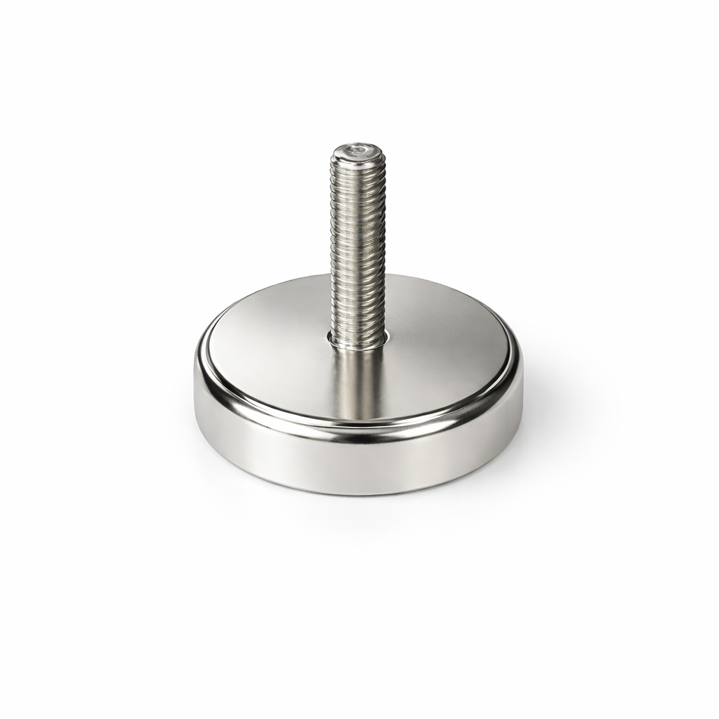 Neodymium Pot Magnet with M8 Male Thread - D42mm x 34mm (H) | 25mm External Boss