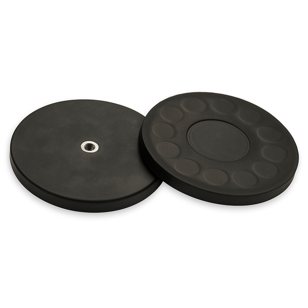 Female Thread Neodymium Rubber Coated Pot Magnet - Diameter 88mm x 8mm | M5 Internal Thread